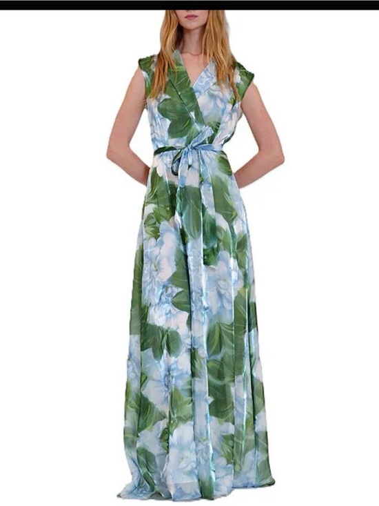 julia jordan Dresses & Skirts - julia jordan Blue and Green Floral Wrap Maxi Dress